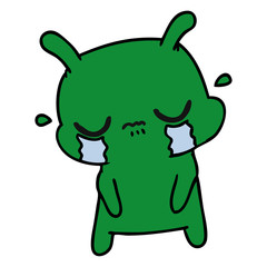 cartoon of cute sad alien