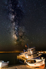 ship and milky way