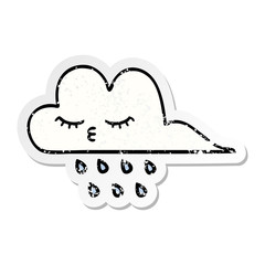 distressed sticker of a cute cartoon rain cloud