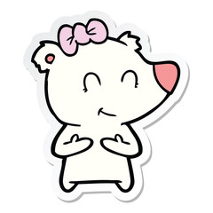 sticker of a female polar bear cartoon