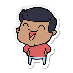 sticker of a cartoon man laughing