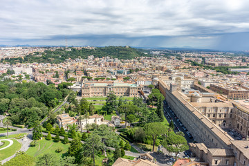 Fototapeta na wymiar Roman Cityscape, Panaroma of Rome viewed from the top of Saint Peter's square basilica at the vatican