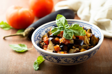 Eggplant tomato ragout, or caponata