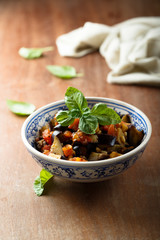 Eggplant tomato ragout, or caponata