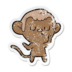 distressed sticker of a cartoon monkey