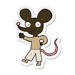 sticker of a cartoon waving mouse