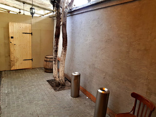 Cozy outdoor smoking room in the bar in a minimalist style