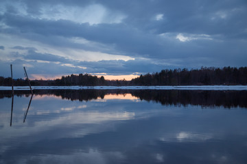 Sunset reflection over lake