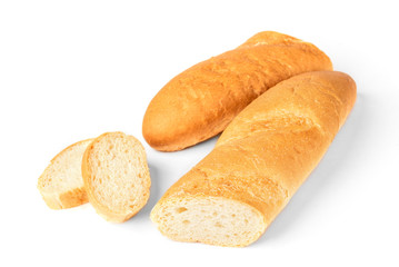 Baguette isolated on white background.