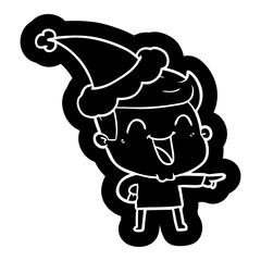 Fototapeta na wymiar cartoon icon of a man laughing wearing santa hat