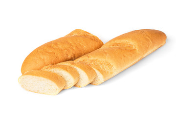 Baguette isolated on white background.