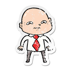 distressed sticker of a cartoon nervous man