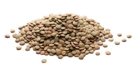 Lentils isolated on white background