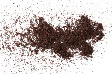 Fototapeta na wymiar Milled coffee powder for espresso isolated on white background