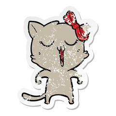 distressed sticker of a cartoon cat
