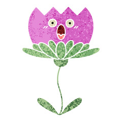 retro illustration style cartoon flower