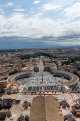 St. Peter's Square viewed from the dome on the basilica at Vatican city, Rome, Italy