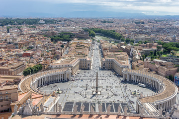St. Peter's Square viewed from the dome on the basilica at Vatican city, Rome, Italy