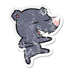 distressed sticker of a cartoon bear