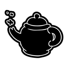 cartoon icon drawing of a blue tea pot