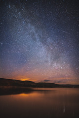 Fototapeta premium Milky Way Up Backwater Reservoir, Kirriemuir 