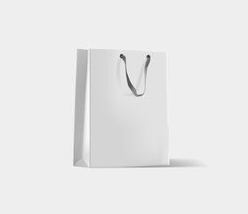Creative mockup. Shopping bag. Mock-up of blank package, mockup of white paper shopping bag with handles.