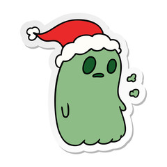 christmas sticker cartoon of kawaii ghost
