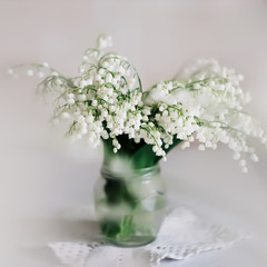 Lily of the valley. Spring flowers. Valentine's Day, Flat lay