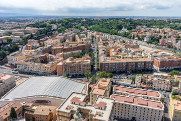 Roman Cityscape, Panaroma of Rome viewed from the top of Saint Peter's square basilica at the vatican