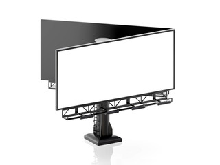 3D rendering of blank billboard (empty advertisement) isolated on white background - mock up template