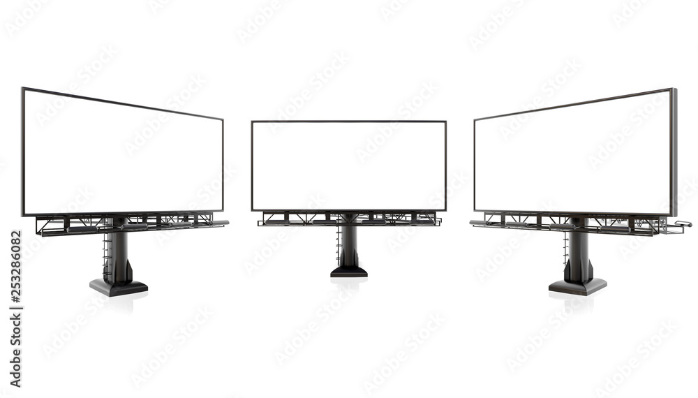 Wall mural 3d rendering of blank billboards (empty advertisement) isolated on white background - mock up templa