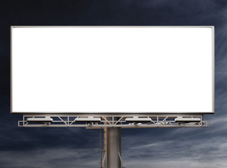 3D rendering of blank billboard (empty advertisement) with clouds. Empty mockup template