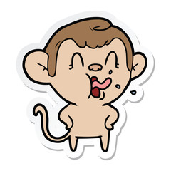 sticker of a crazy cartoon monkey