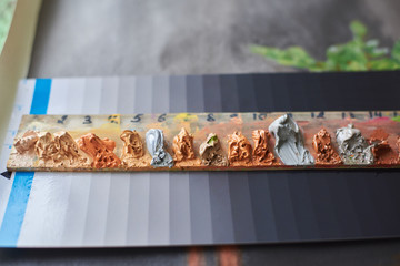 The palette of oil paints for painting