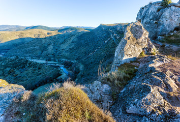 Riscos de Patones y rio Lozoya en Guadalajara. España. Europa.