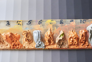 The palette of oil paints for painting