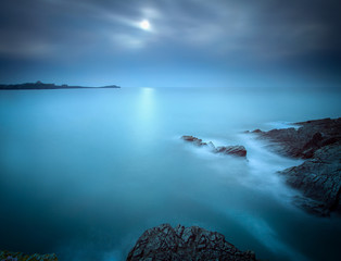 Dreamy, Tranquil, and Surreal Seascape, with view towards Towan Head, Newquay, Cornwall