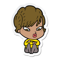 sticker of a cartoon woman