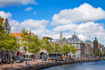 Naklejka na ściany i meble The canal and cityview of Haarlem, the Netherlands