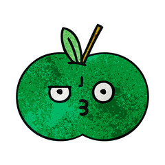 retro grunge texture cartoon juicy apple