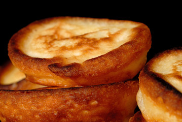 Homemade pancakes on a plate closeup. Shallow depth of field