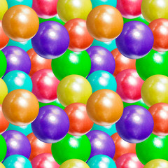 Fototapeta na wymiar Vector Seamless Pattern, Realistic Plastic Balls Colorful Background, Bright Colors.