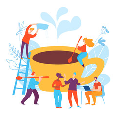 Vector concept illustration with coffee making process