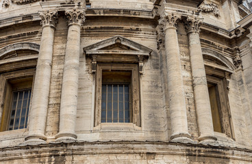 The windows on dome of Saint Peters basilica at Vatican City