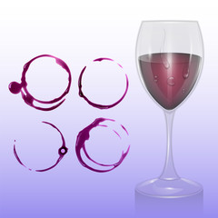 Set of wine stains, circles isolated on white background. Wine texture with shape of circles, vector illustration