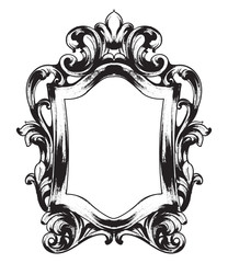 Baroque Mirror frame. Vector French Luxury rich intricate ornaments. Victorian Royal Style decors