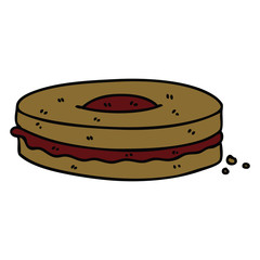 quirky hand drawn cartoon chocolate biscuit