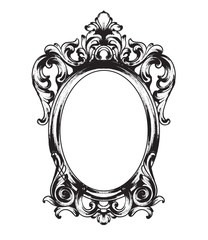 Baroque Mirror frame. Vector French Luxury rich intricate ornaments. Victorian Royal Style decors