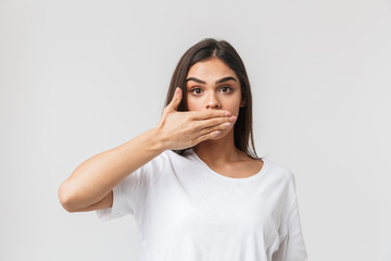 Fototapeta premium Portrait of a shocked young woman