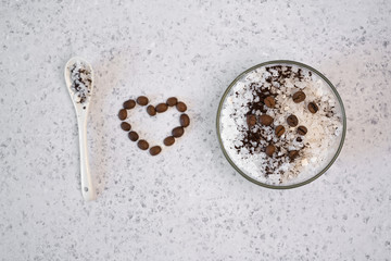 Aromatic spa coffee set with sea salt. Concept I love salt